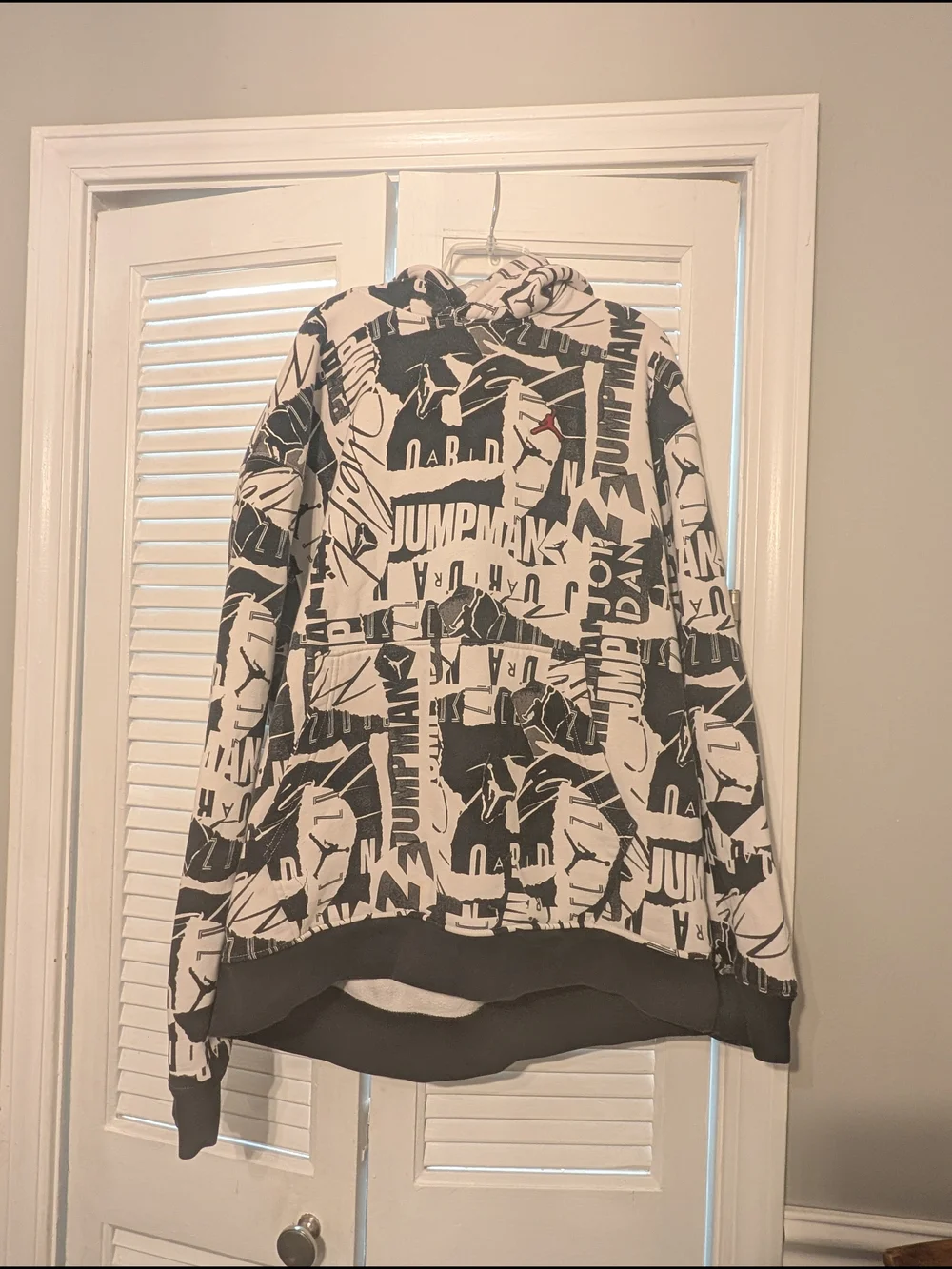 Vintage Air Jordan All Over Print FLIGHT JUMP MAN Black & White Sweatshirt Sz XL